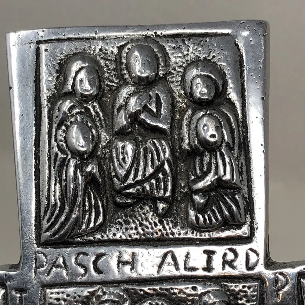Vintage Pewter Cross Silver Tone Religious Decor